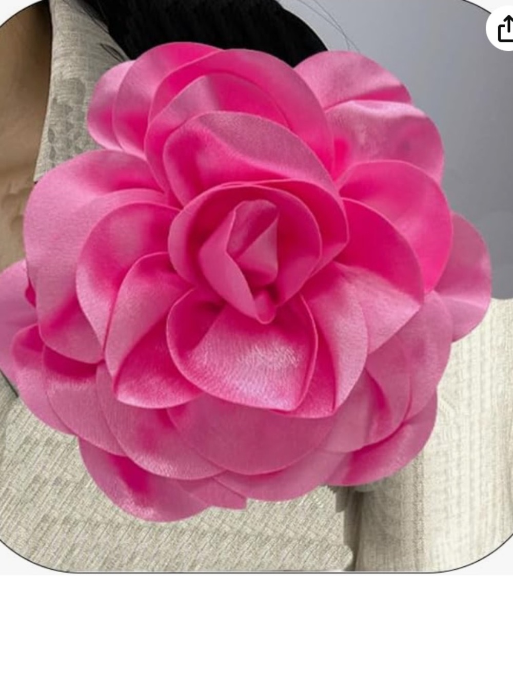Bright Pink Satin Camellia Flower Brooch Pin for Women